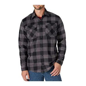 NWT XL Men's Wrangler Long Sleeve Fleece Button Down Shirt - Gray Plaid